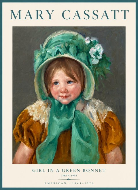 Mary Cassatt Girl in a Green Bonnet No6 - Juliste