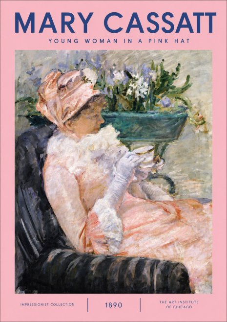 Mary Cassatt Young Woman in a Pink Hat No2 - Juliste