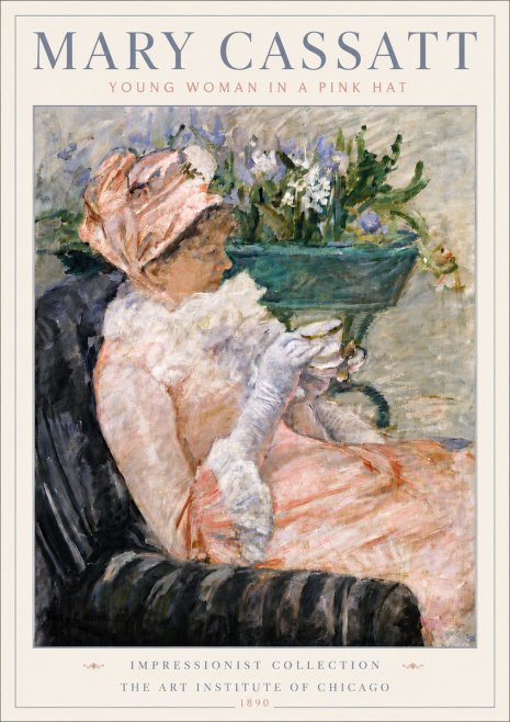 Mary Cassatt Young Woman in a Pink Hat No6 - Juliste