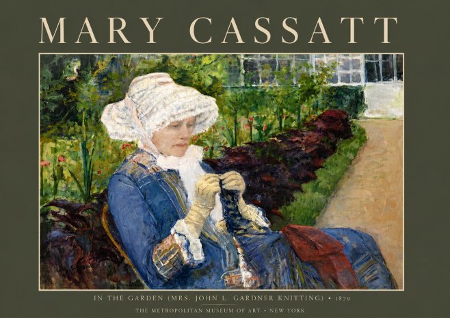 Mary Cassatt In the Garden (Mrs. John L. Gardner Knitting) No5 - Juliste