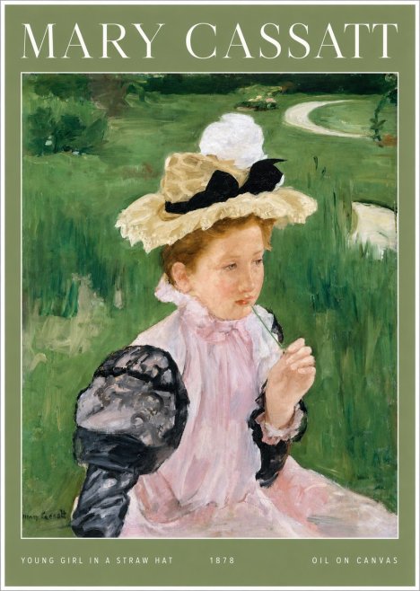 Mary Cassatt Young Girl in a Straw Hat No2 - Juliste