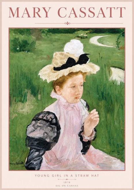 Mary Cassatt Young Girl in a Straw Hat No6 - Juliste