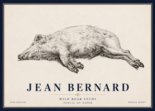 Jean Bernard Wild Boar Study No6 - Juliste