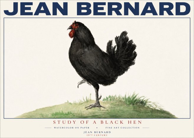 Jean Bernard Study of a Black Hen No4 - Juliste