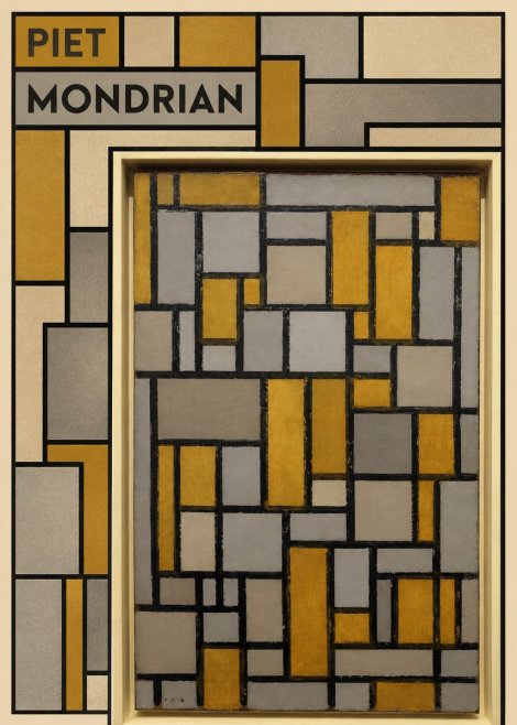 Piet Mondrian Composition in Grey and Yellow No5 - Juliste