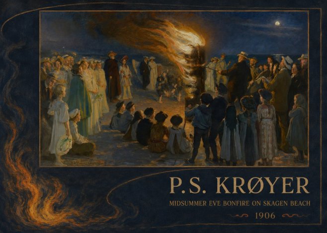 P.S. Krøyer Midsummer Eve Bonfire on Skagen Beach · 1906 No2 - Juliste