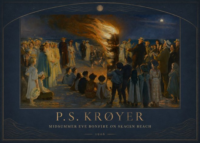 P.S. Krøyer Midsummer Eve Bonfire on Skagen Beach · 1906 No3 - Juliste