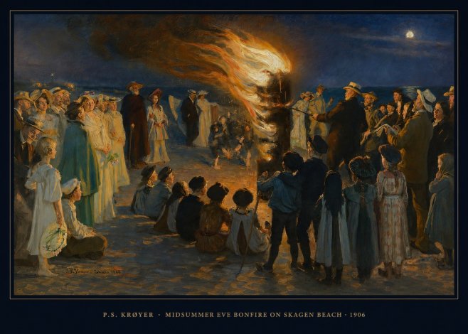 P.S. Krøyer Midsummer Eve Bonfire on Skagen Beach · 1906 No6 - Juliste