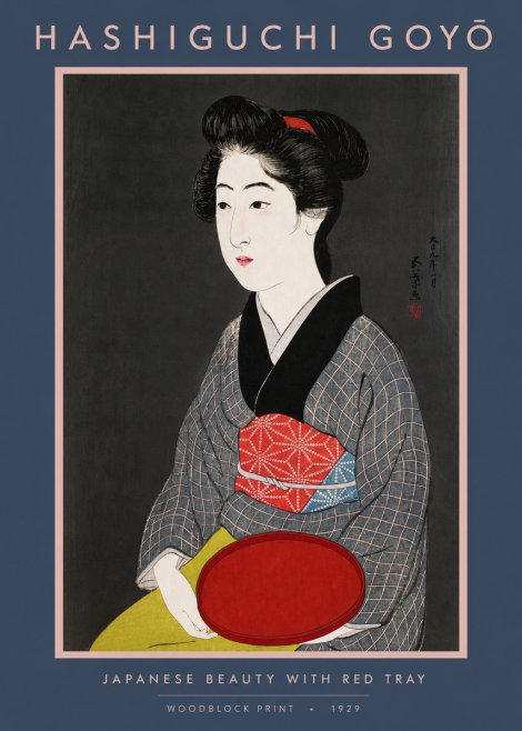Hashiguchi Goyō Japanese Beauty with Red Tray No2 - Juliste