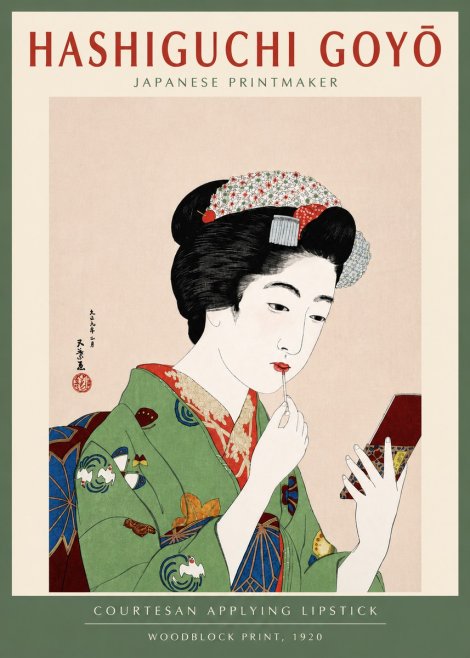 Hashiguchi Goyō Courtesan Applying Lipstick No4 - Juliste