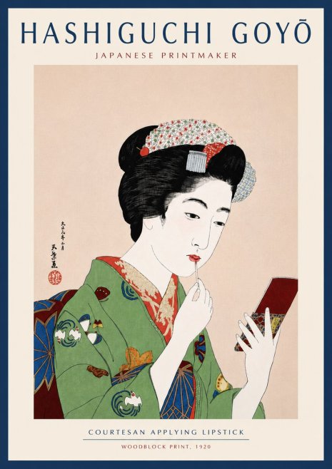 Hashiguchi Goyō Courtesan Applying Lipstick No6 - Juliste