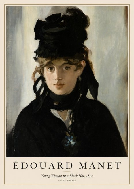Édouard Manet Young Woman in a Black Hat, 1872 No1 - Juliste