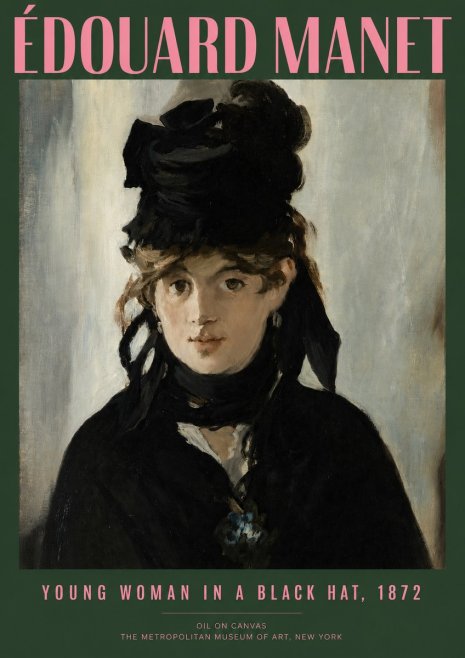 Édouard Manet Young Woman in a Black Hat, 1872 No2 - Juliste