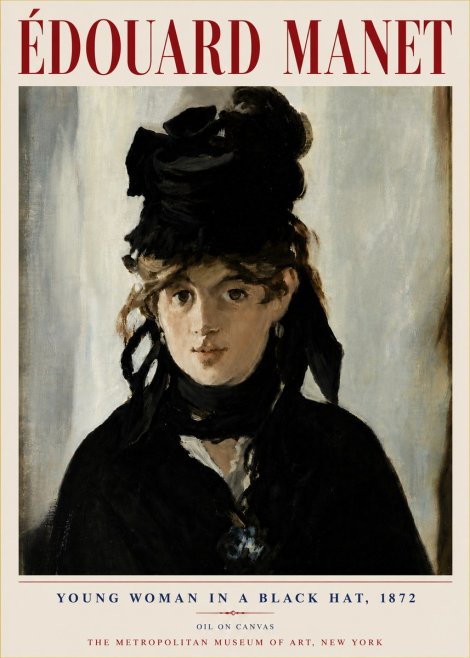 Édouard Manet Young Woman in a Black Hat, 1872 No6 - Juliste