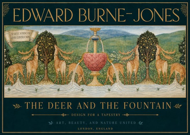Edward Burne-Jones The Deer and the Fountain No3 - Juliste