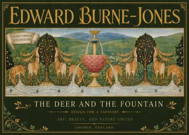 Edward Burne-Jones The Deer and the Fountain No5 - Juliste