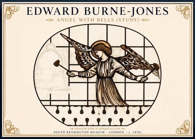 Edward Burne-Jones Angel with Bells (Study) No1 - Juliste