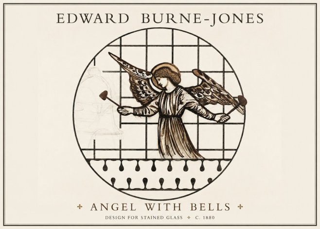 Edward Burne-Jones Angel with Bells (Study) No2 - Juliste