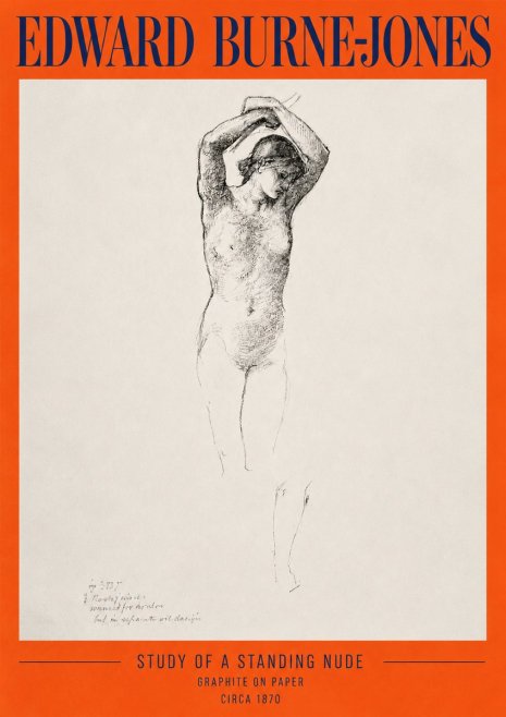 Edward Burne-Jones Standing Nude with Raised Arms (Study) No2 - Juliste