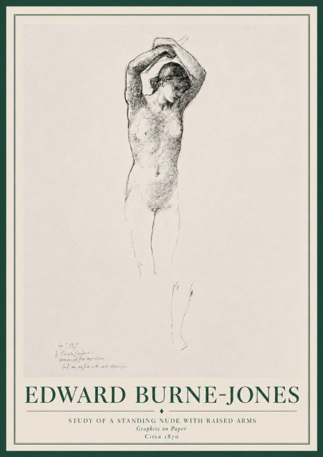 Edward Burne-Jones Standing Nude with Raised Arms (Study) No3 - Juliste