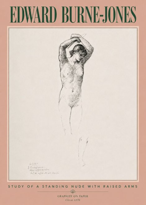 Edward Burne-Jones Standing Nude with Raised Arms (Study) No5 - Juliste