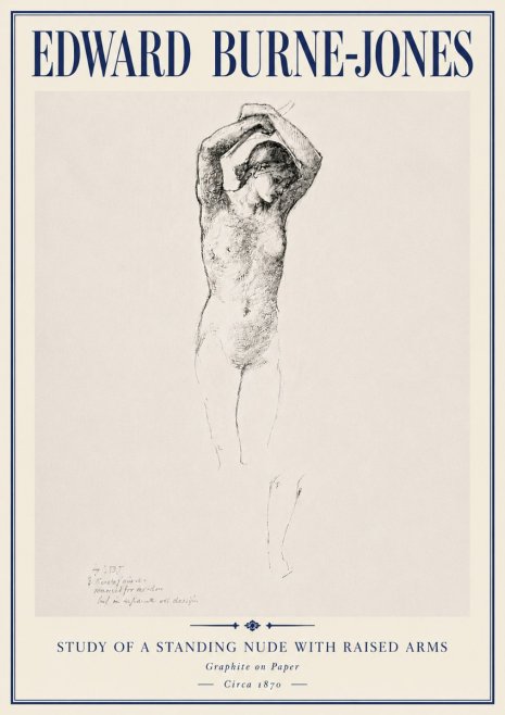 Edward Burne-Jones Standing Nude with Raised Arms (Study) No6 - Juliste