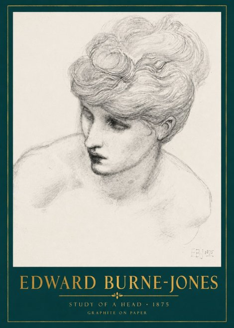 Edward Burne-Jones Study of a Head No2 - Juliste