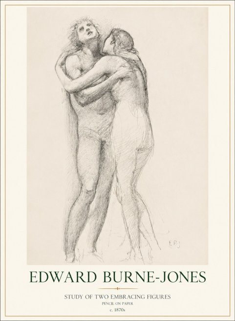 Edward Burne-Jones Study of Two Embracing Figures No1 - Juliste