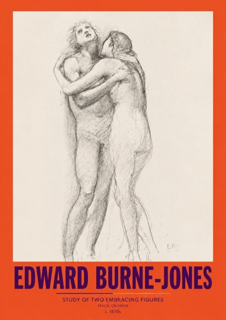 Edward Burne-Jones Study of Two Embracing Figures No2 - Juliste