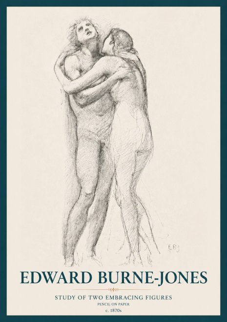 Edward Burne-Jones Study of Two Embracing Figures No3 - Juliste