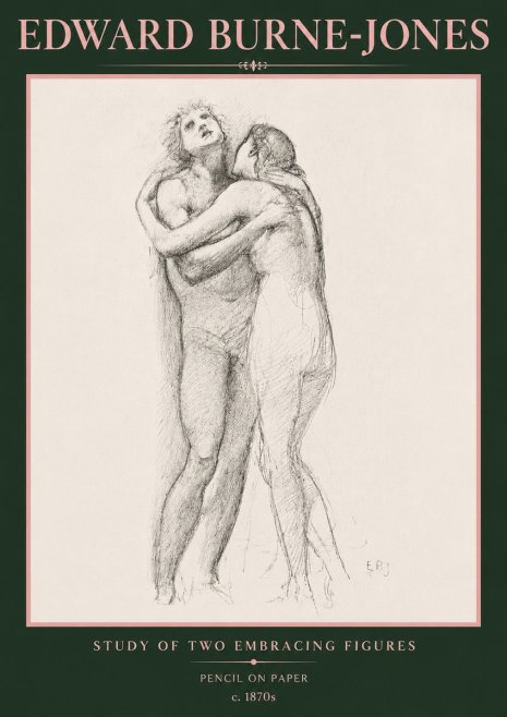 Edward Burne-Jones Study of Two Embracing Figures No5 - Juliste