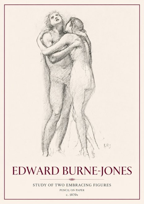 Edward Burne-Jones Study of Two Embracing Figures No6 - Juliste