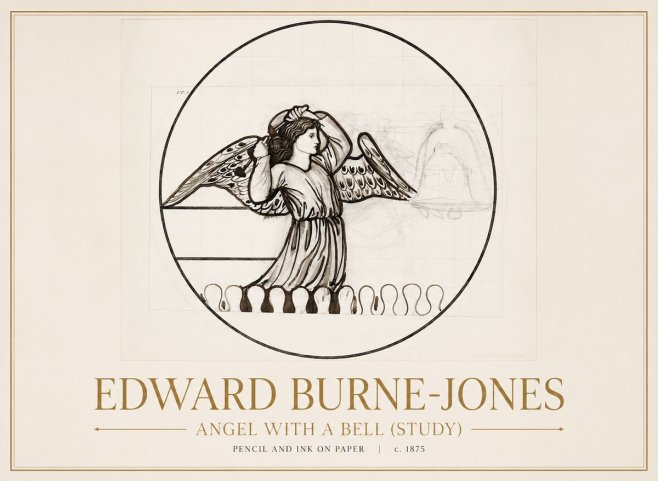 Edward Burne-Jones Angel with a Bell (Study) No1 - Juliste