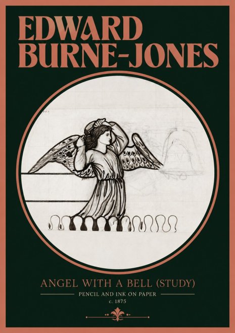 Edward Burne-Jones Angel with a Bell (Study) No2 - Juliste