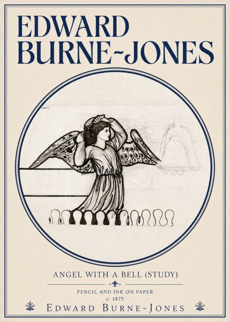 Edward Burne-Jones Angel with a Bell (Study) No3 - Juliste
