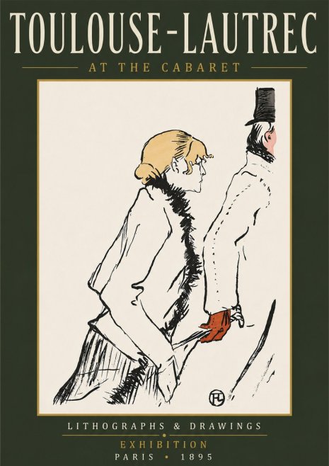 Toulouse-Lautrec At the Cabaret No6 - Juliste