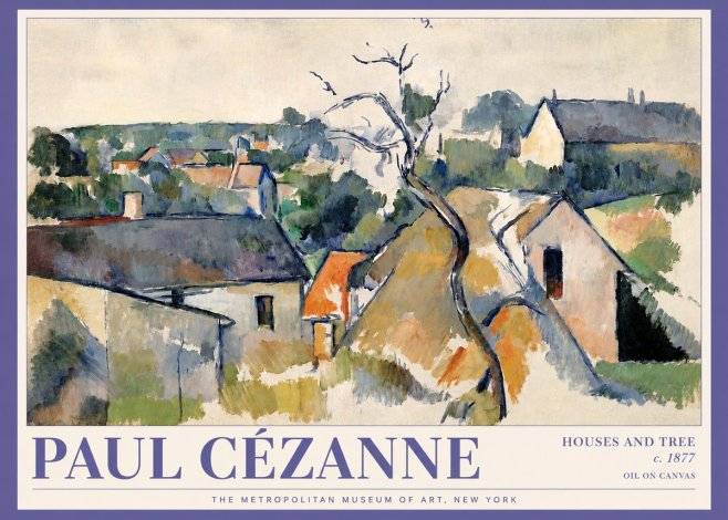 Paul Cézanne Houses and Tree No3 - Juliste