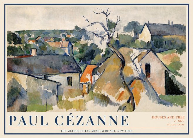 Paul Cézanne Houses and Tree No4 - Juliste