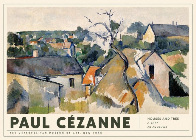 Paul Cézanne Houses and Tree No5 - Juliste