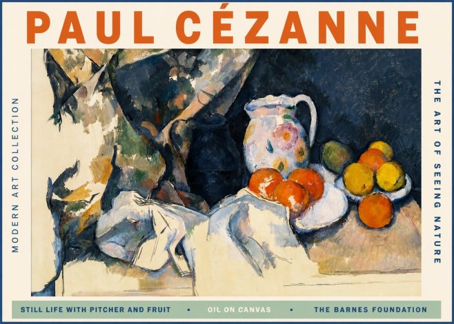 Paul Cézanne Still Life with Pitcher and Fruit No2 - Juliste