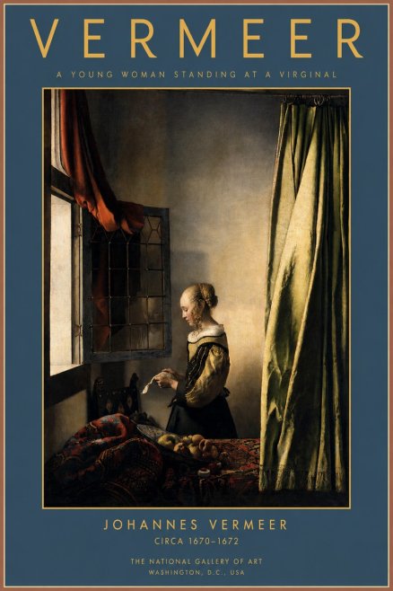 Vermeer A Young Woman Standing at a Virginal No2 - Juliste