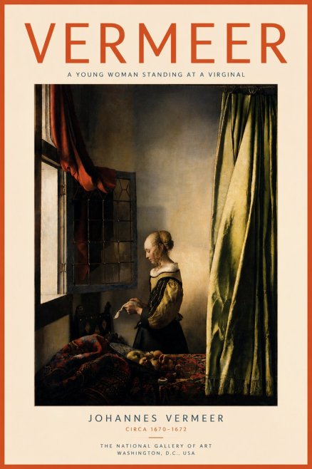 Vermeer A Young Woman Standing at a Virginal No6 - Juliste