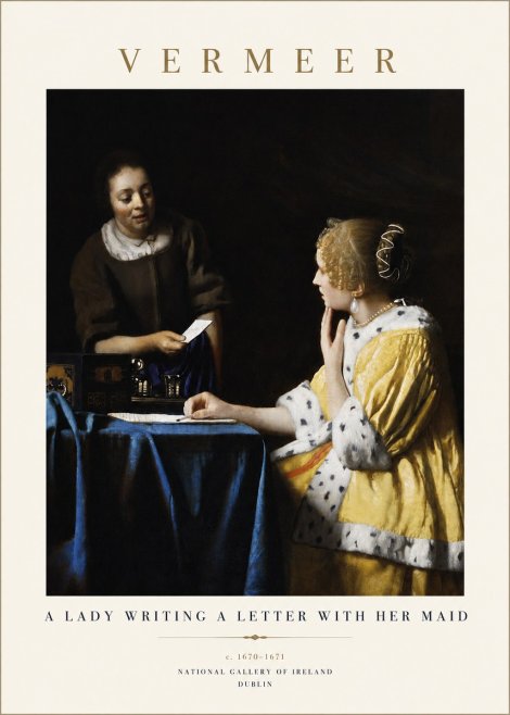 Vermeer A Lady Writing a Letter with Her Maid II No5 - Juliste