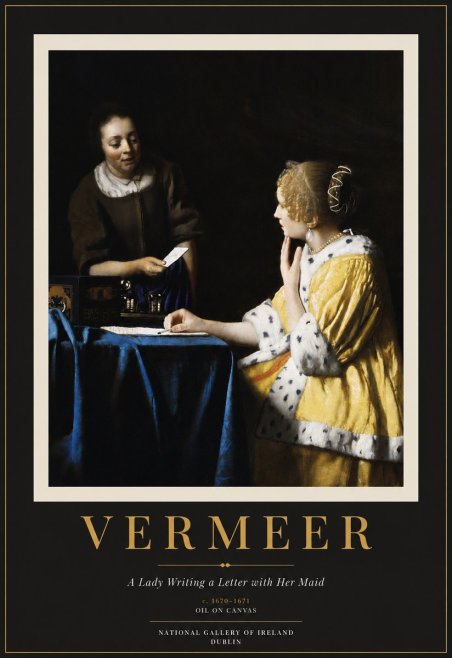 Vermeer A Lady Writing a Letter with Her Maid II No6 - Juliste