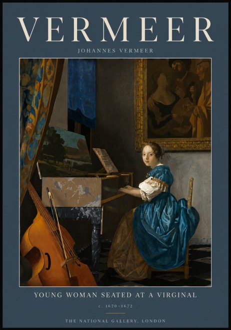 Vermeer Young Woman Seated at a Virginal No5 - Juliste