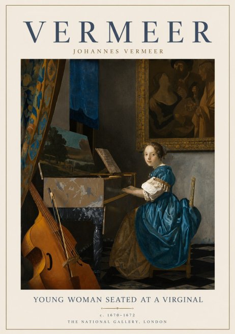 Vermeer Young Woman Seated at a Virginal No6 - Juliste