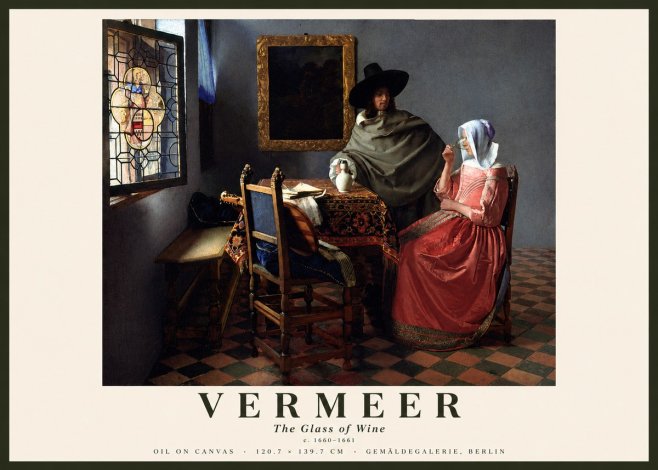 Vermeer The Glass of Wine No3 - Juliste