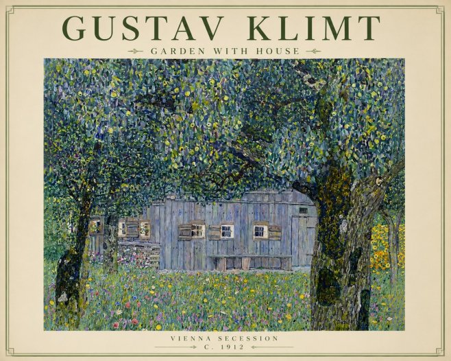 Klimt Garden with House No5 - Juliste