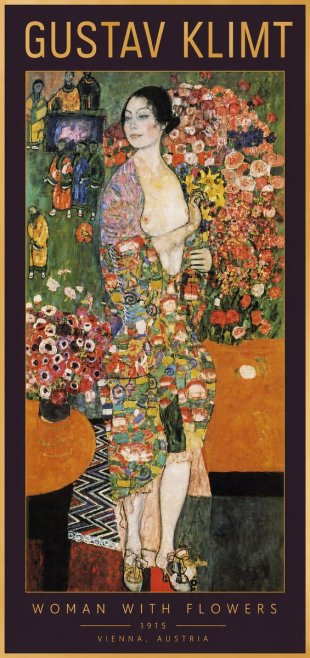 Klimt Woman with Flowers No2 - Juliste