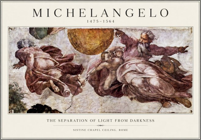 Michelangelo The Separation of Light from Darkness No3 - Juliste